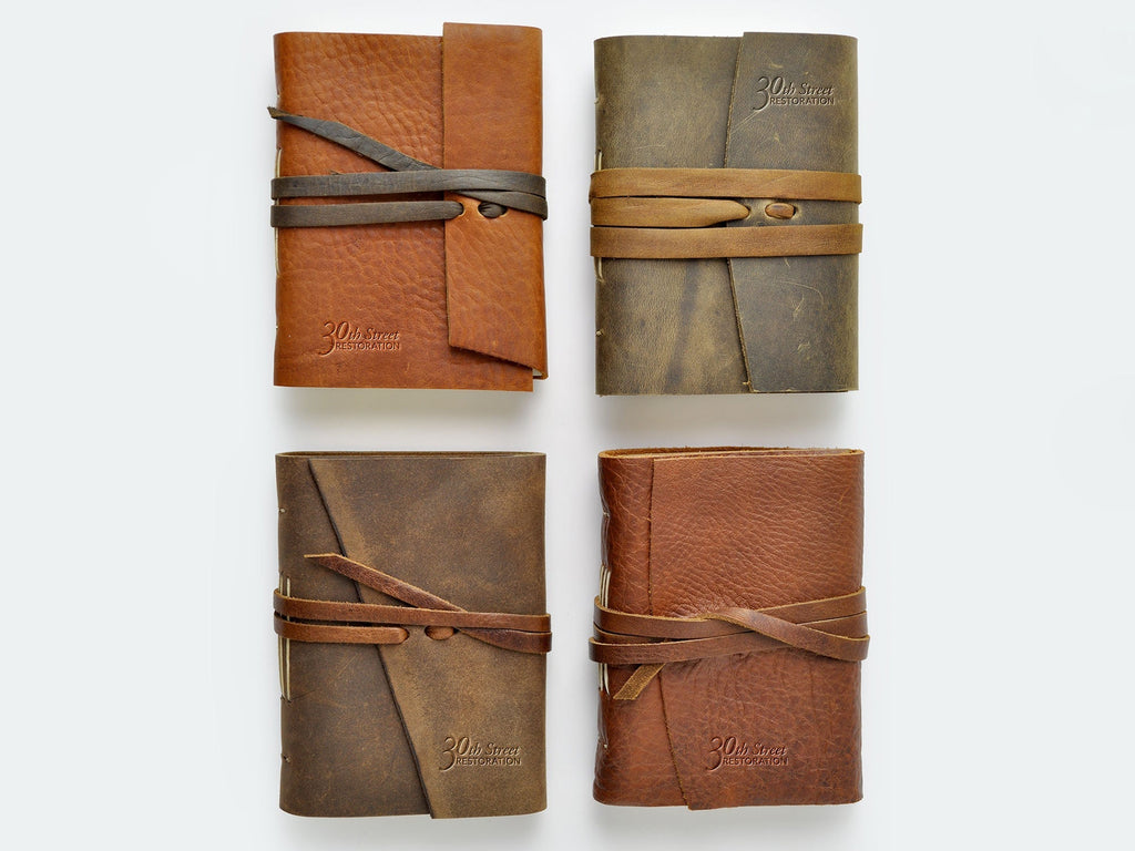 One of a Kind Rustic Leather Journals with Logo