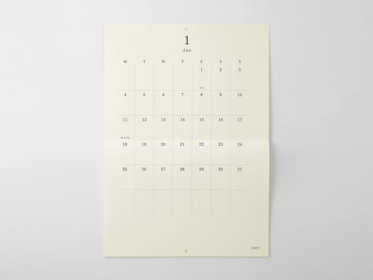 MD Wall Calendar 2027 Bi Folded A3