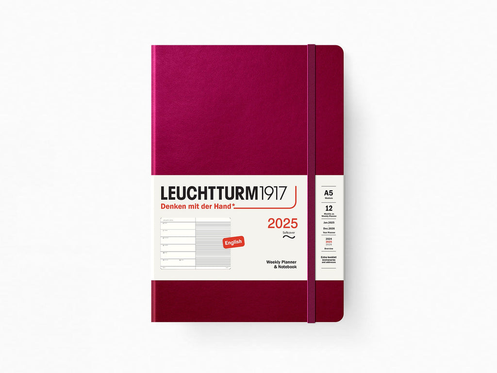2025 Leuchtturm 1917 Weekly Planner & Notebook - PORT RED Softcover, Ruled Pages