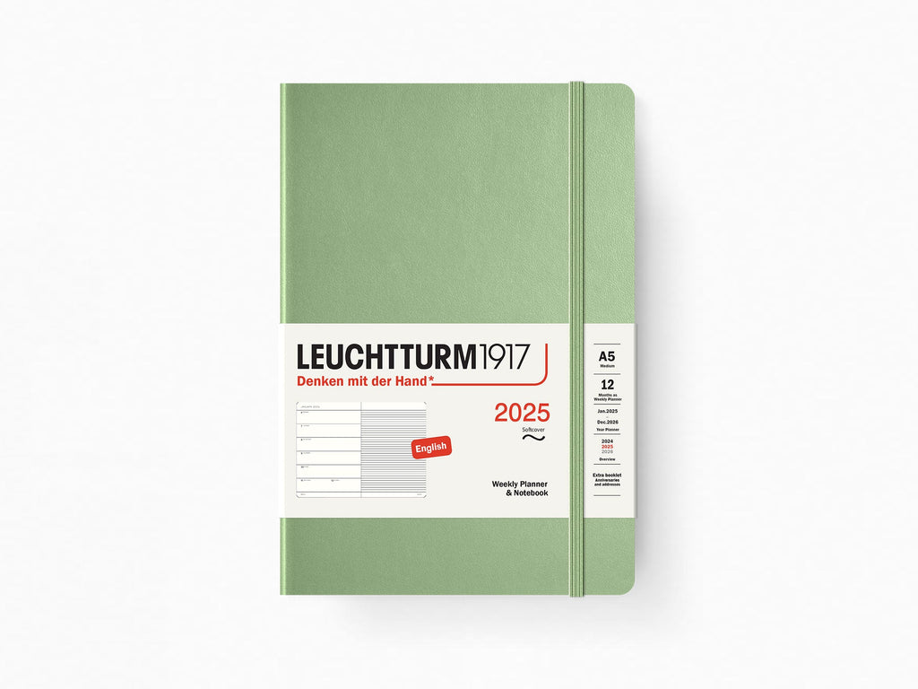 2025 Leuchtturm 1917 Weekly Planner & Notebook - SAGE Softcover, Ruled Pages
