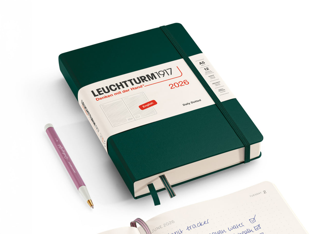 2026 Leuchtturm 1917 Daily Planner - BLACK Hardcover, Dotted Pages