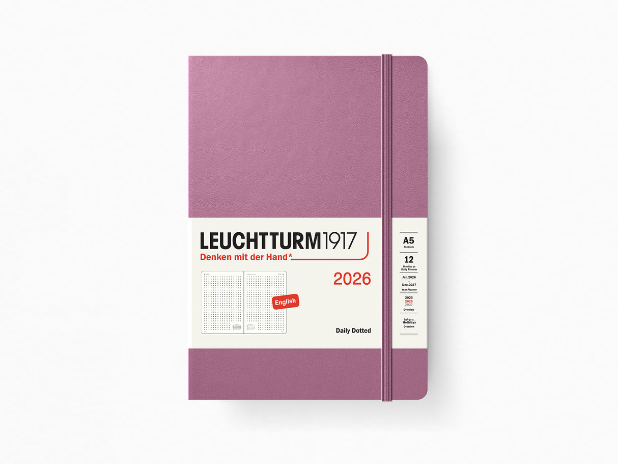 2026 Leuchtturm 1917 Daily Planner - DUSTY ROSE Hardcover, Dotted Pages