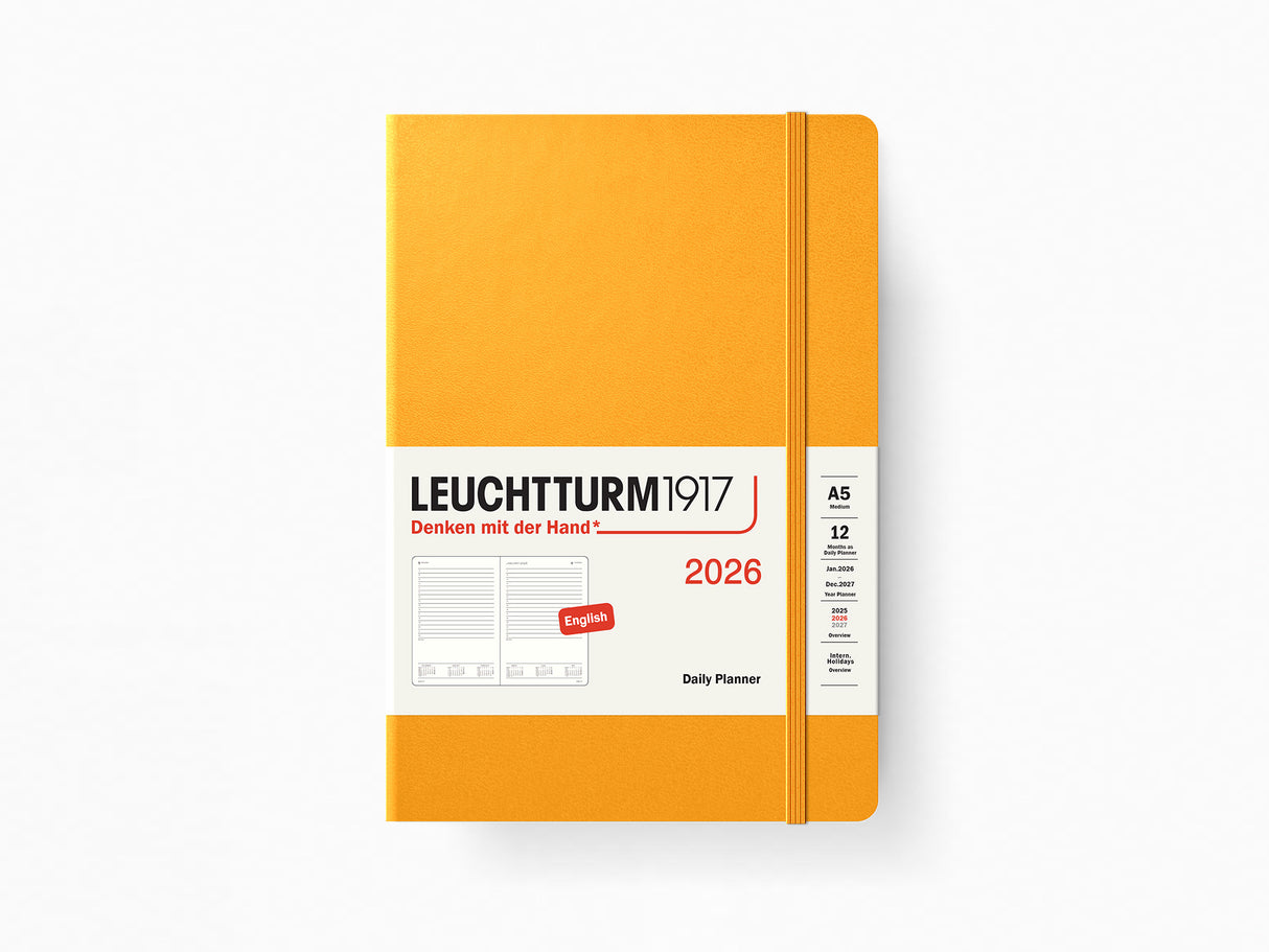 2026 Leuchtturm 1917 Daily Planner - RISING SUN Hardcover, Ruled Pages