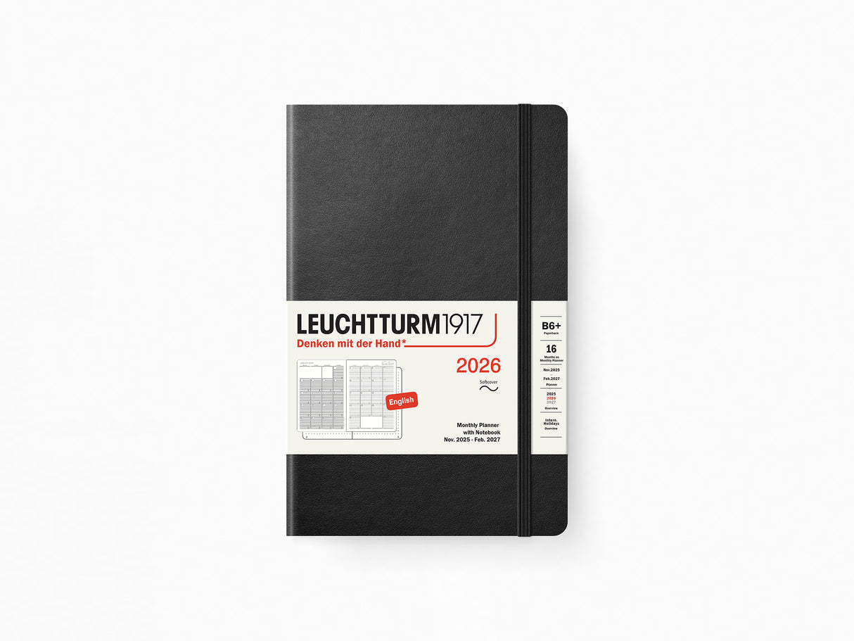 2026 Leuchtturm 1917 Monthly Planner with Notebook - BLACK Softcover