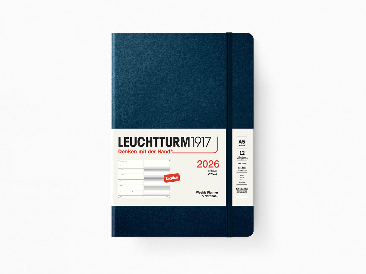 2026 Leuchtturm 1917 Weekly Planner & Notebook - DEEP SEA Softcover, Ruled Pages