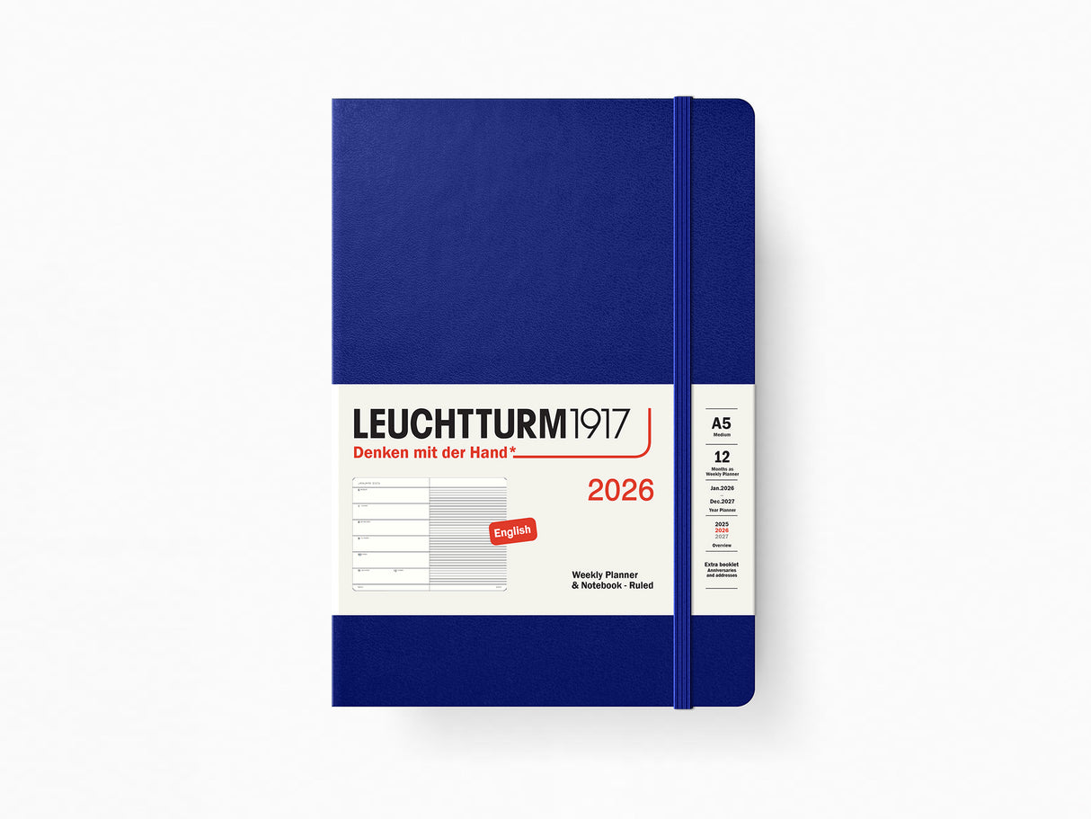2026 Leuchtturm 1917 Weekly Planner & Notebook - INK Hardcover, Ruled Pages
