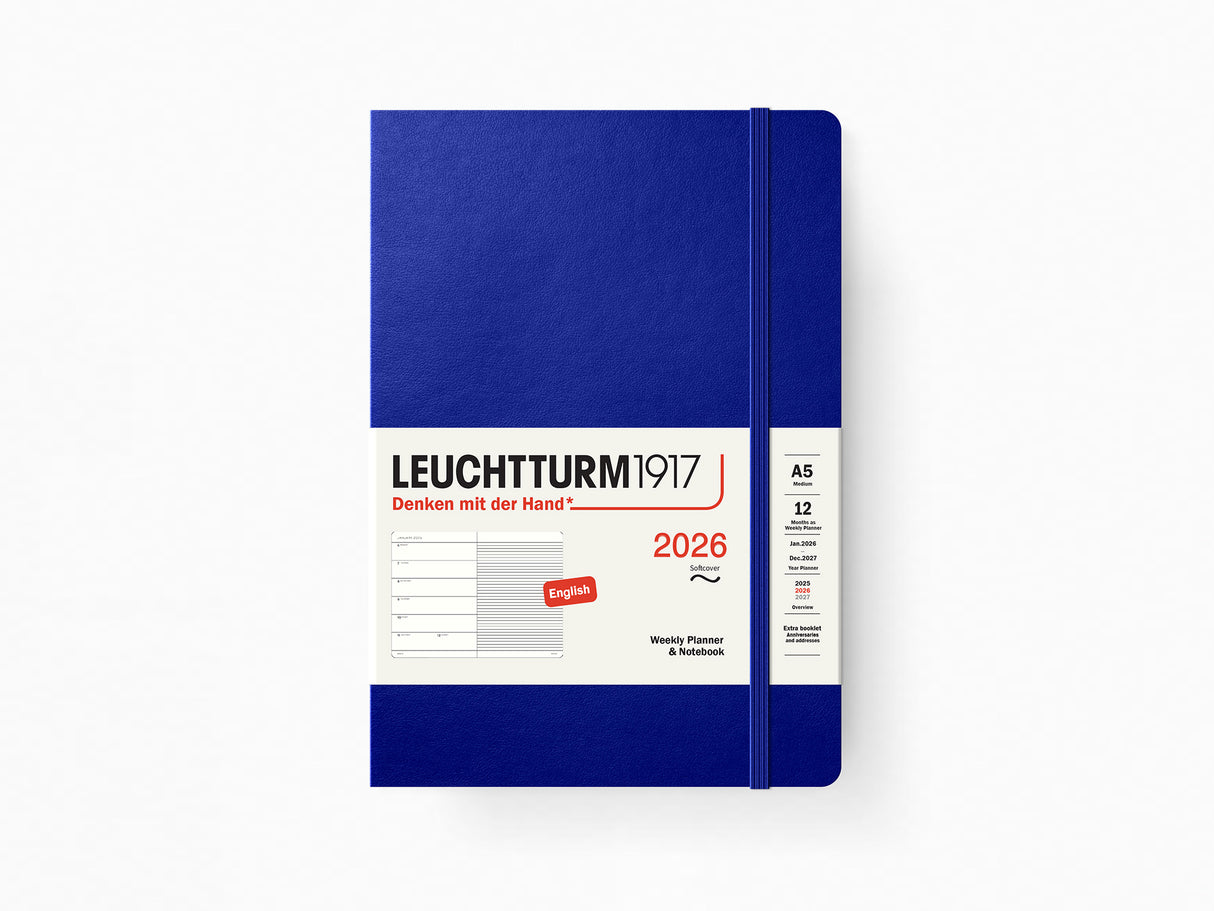 2026 Leuchtturm 1917 Weekly Planner & Notebook - INK Softcover, Ruled Pages