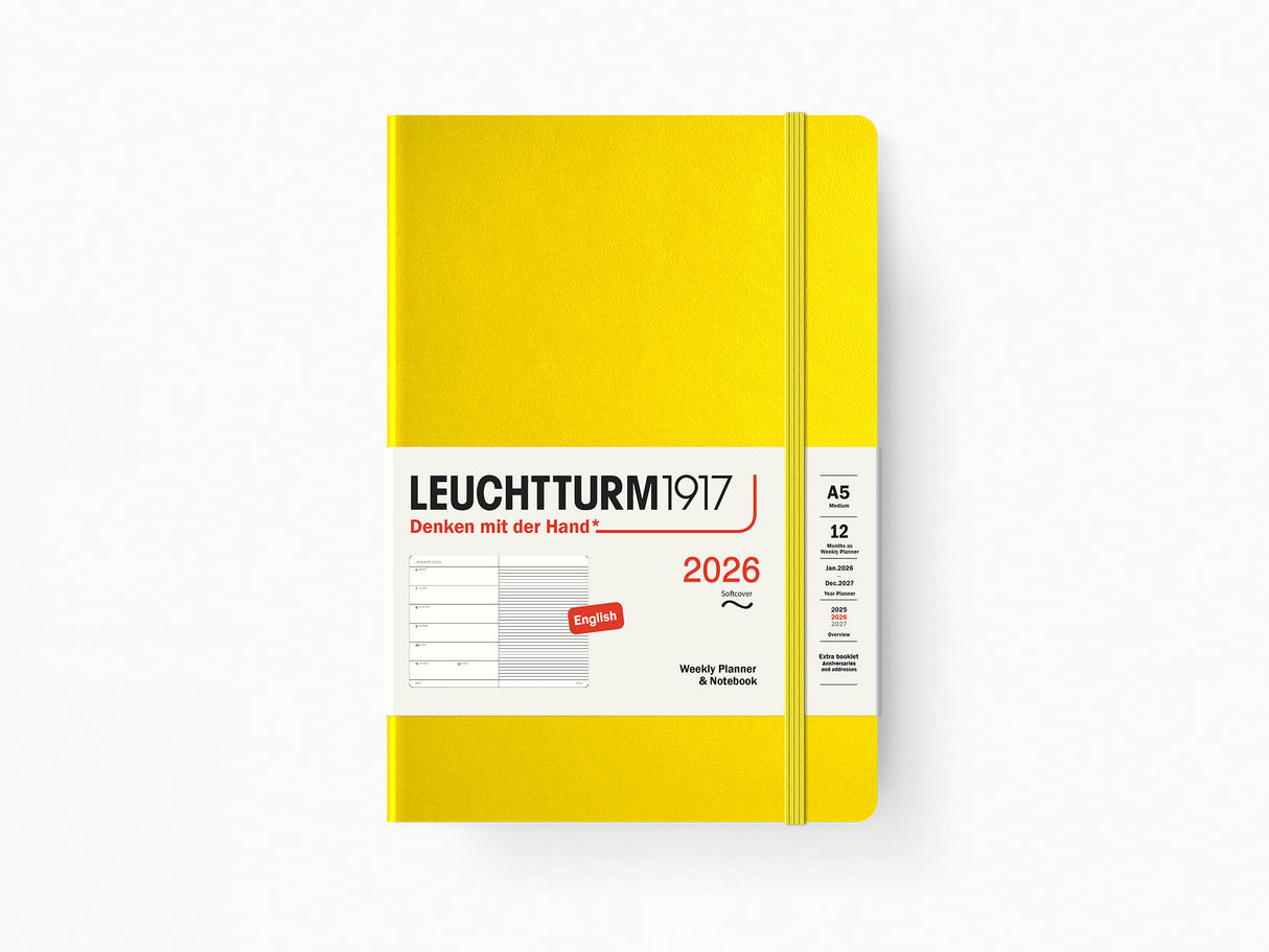 2026 Leuchtturm 1917 Weekly Planner & Notebook - LEMON Softcover, Ruled Pages