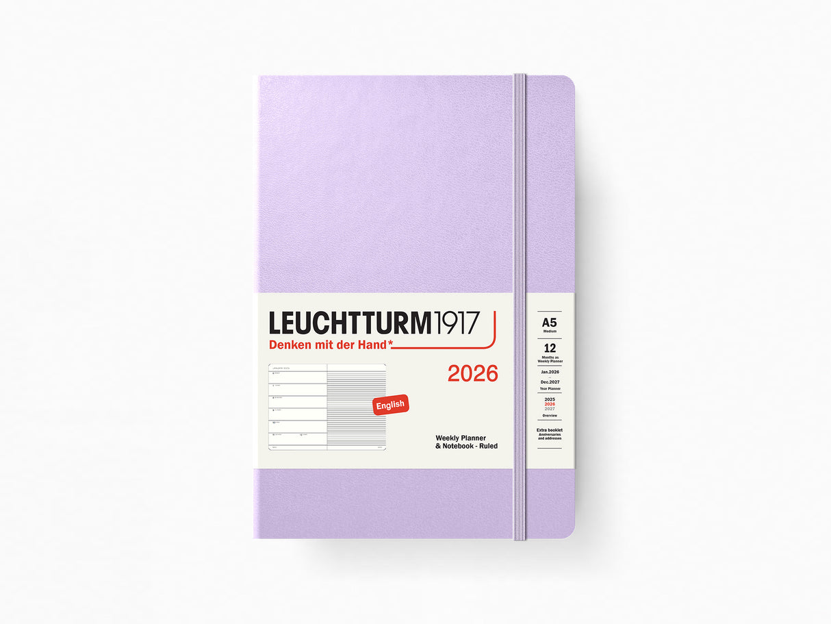 2026 Leuchtturm 1917 Weekly Planner & Notebook - LILAC Hardcover, Ruled Pages