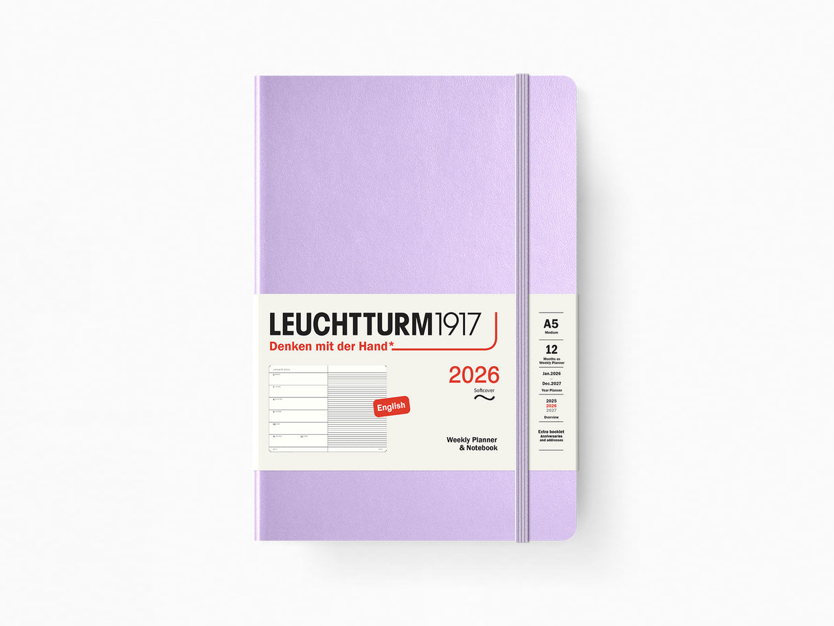 2026 Leuchtturm 1917 Weekly Planner & Notebook - LILAC Softcover, Ruled Pages