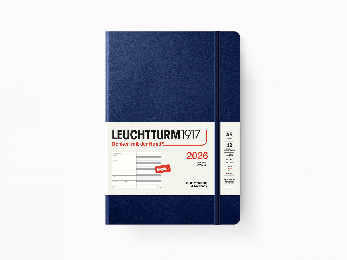 2026 Leuchtturm 1917 Weekly Planner & Notebook - NAVY Softcover, Ruled Pages
