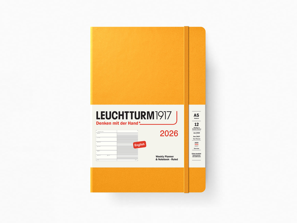 2026 Leuchtturm 1917 Weekly Planner & Notebook - RISING SUN Hardcover, Ruled Pages
