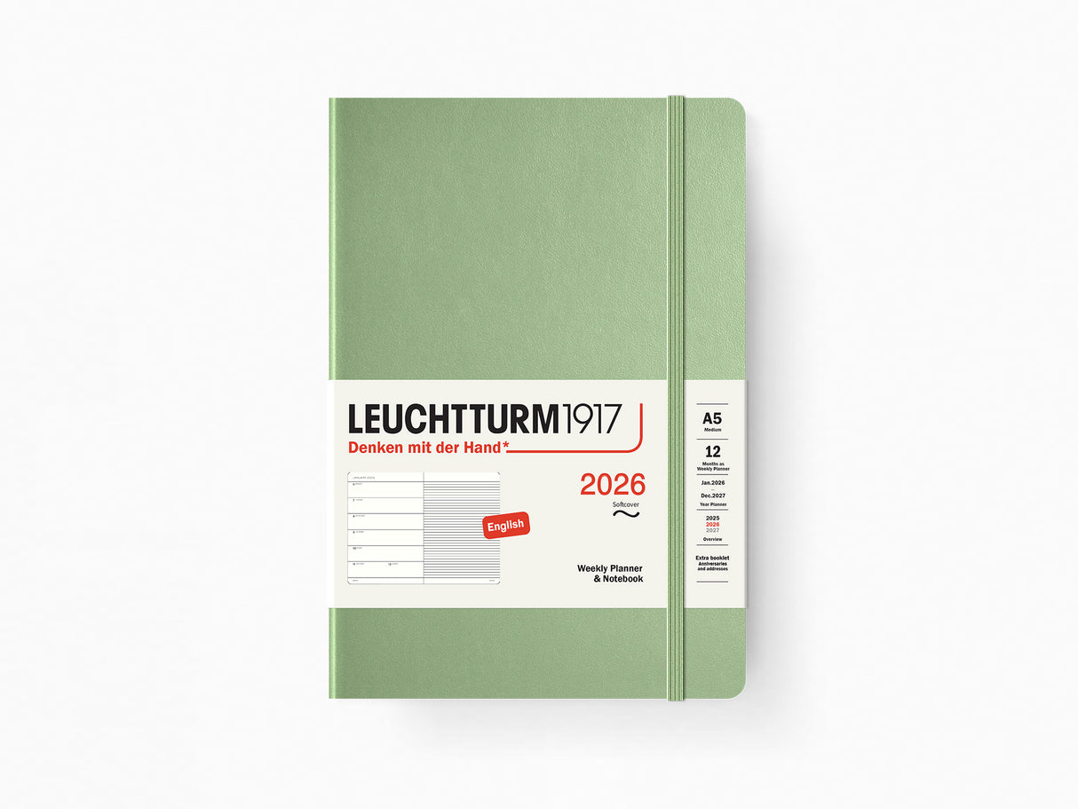 2026 Leuchtturm 1917 Weekly Planner & Notebook - SAGE Softcover, Ruled Pages