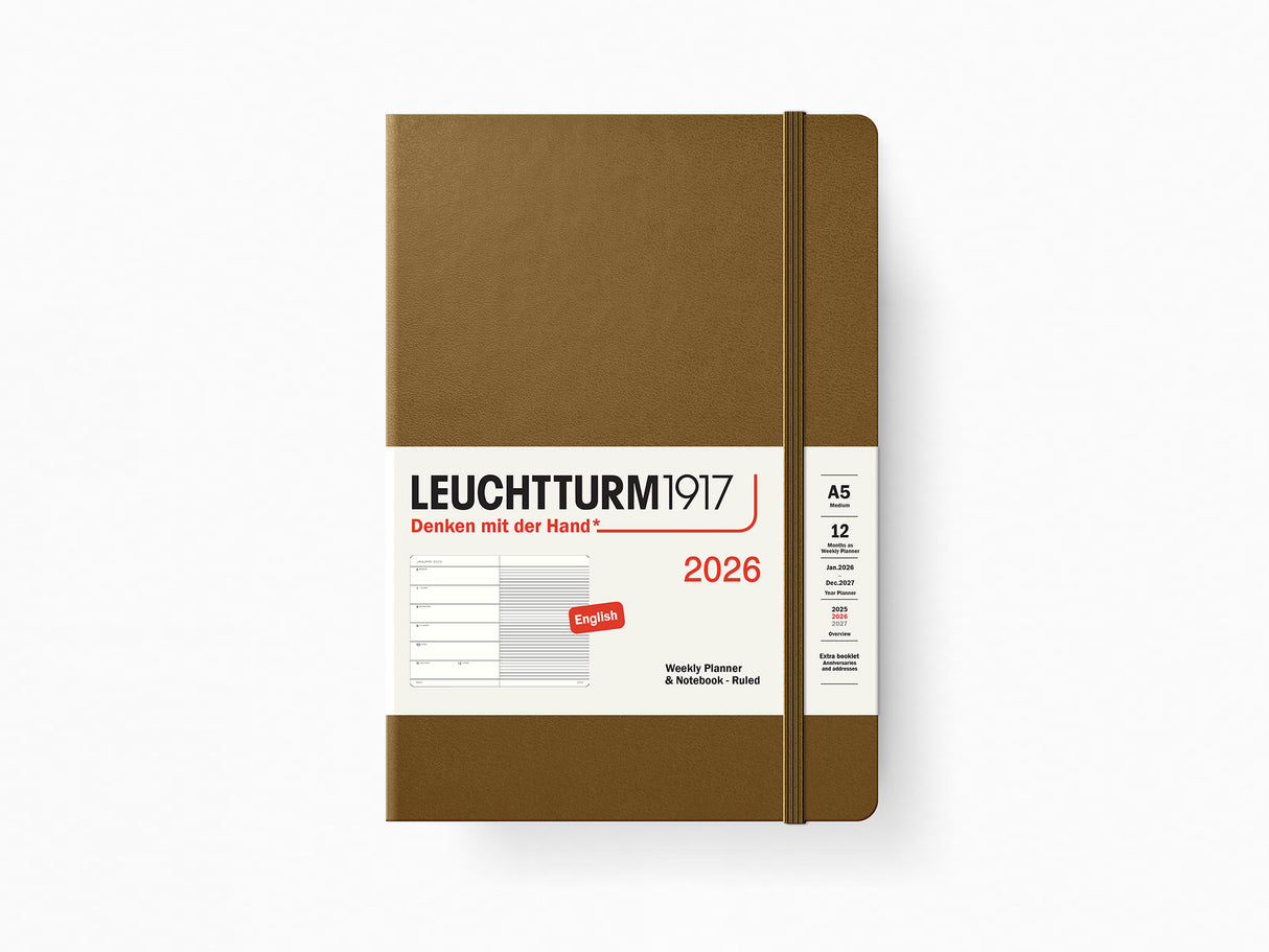 2026 Leuchtturm 1917 Weekly Planner & Notebook - SPICE BROWN Hardcover, Ruled Pages