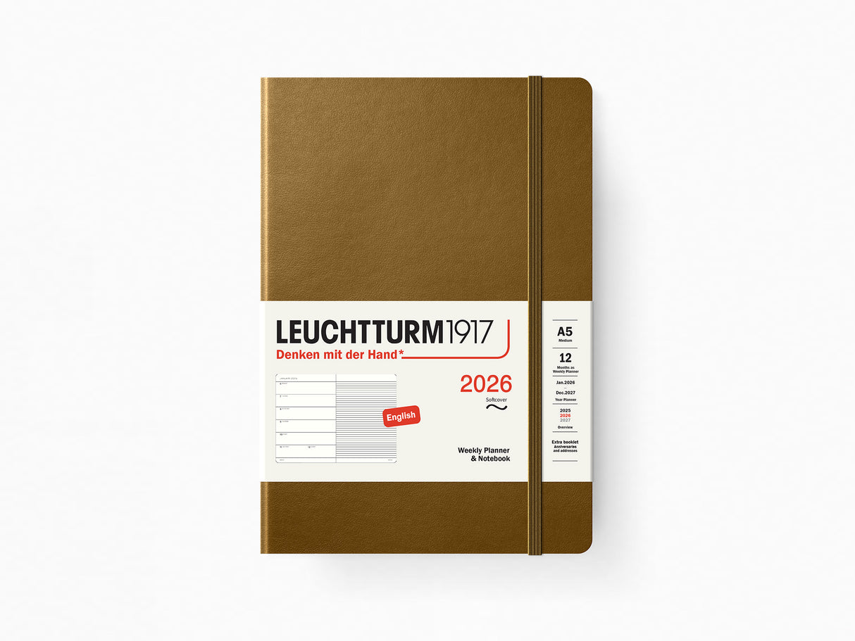 2026 Leuchtturm 1917 Weekly Planner & Notebook - SPICE BROWN Softcover, Ruled Pages