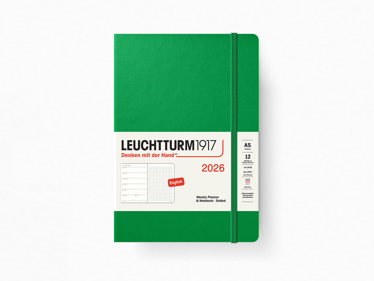 2026 Leuchtturm 1917 Weekly Planner & Notebook - SPRING LEAF Hardcover, Dotted Pages
