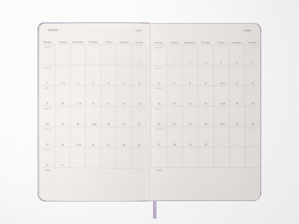 2026 Moleskine Daily Planner - PASTEL LILAC Hardcover