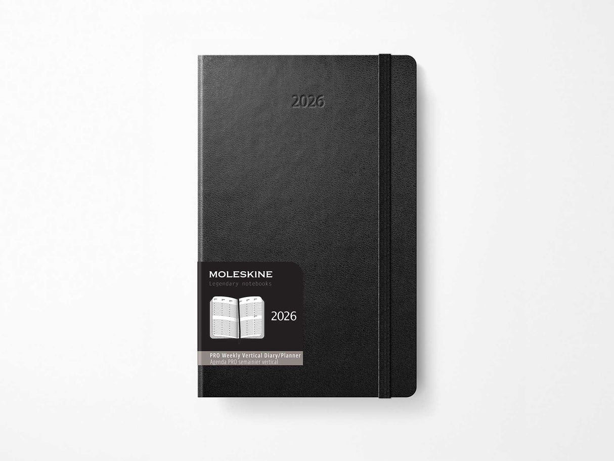 2026 Moleskine PRO Weekly Vertical Planner - BLACK Hardcover