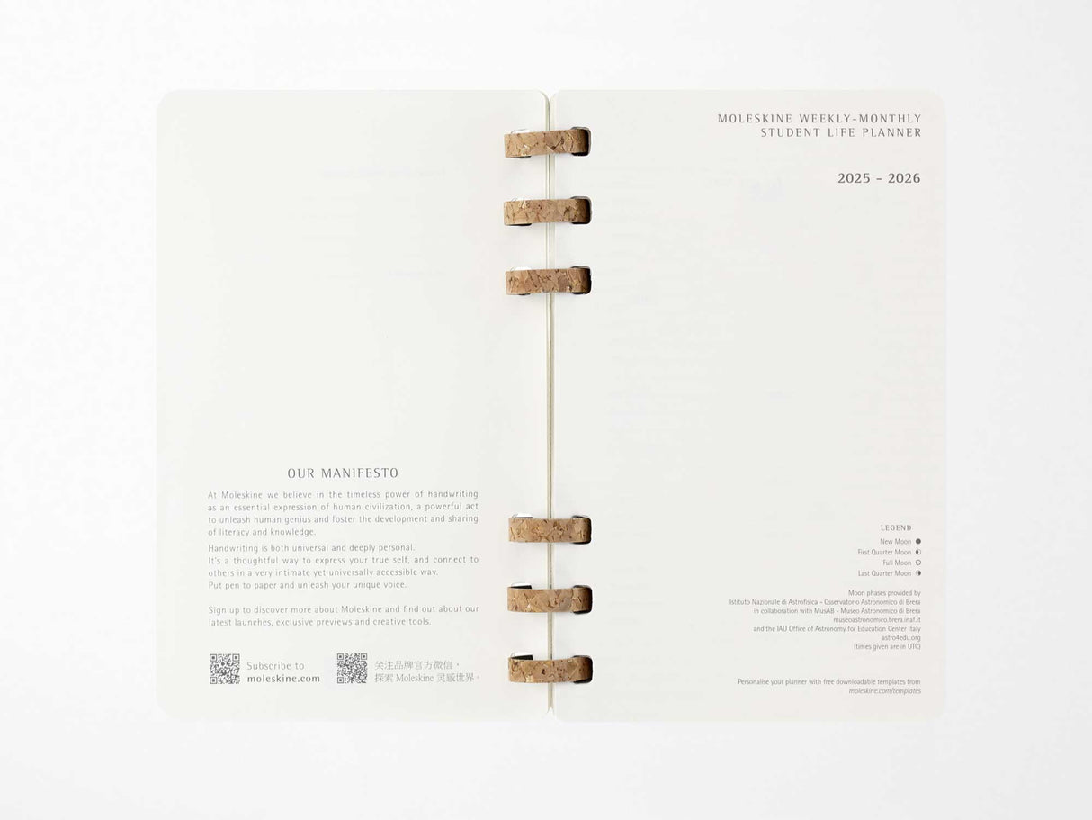 2026 Moleskine Student Life Spiral Planners - BLACK Softcover