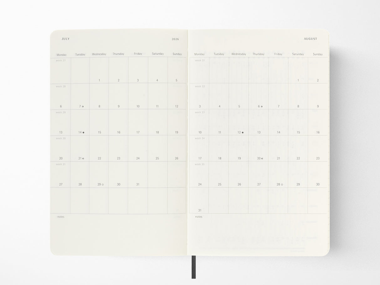 2026 Moleskine Weekly Planner - BLACK Softcover