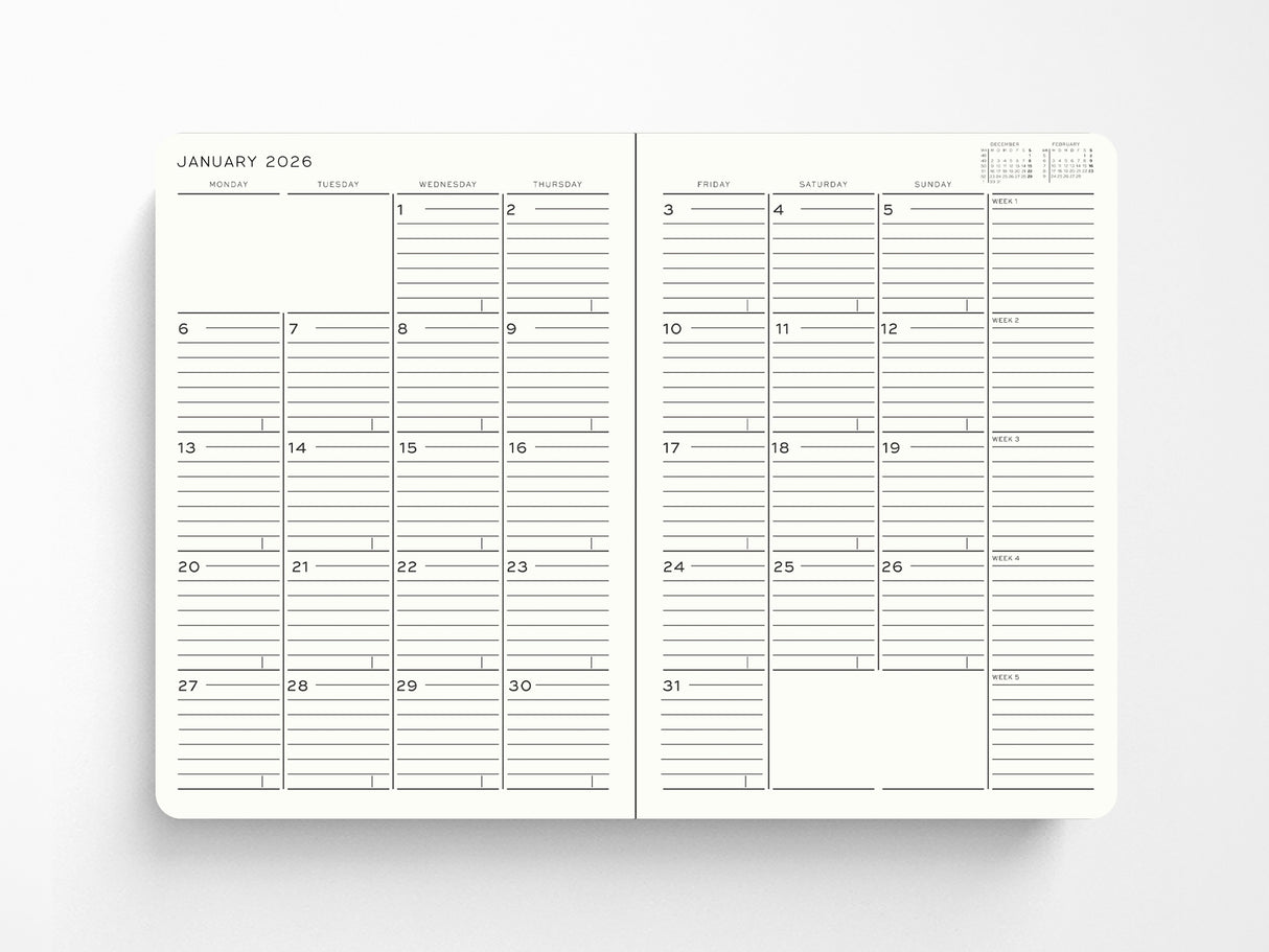 2027 Leuchtturm 1917 Monthly Planner with Notebook - BLACK