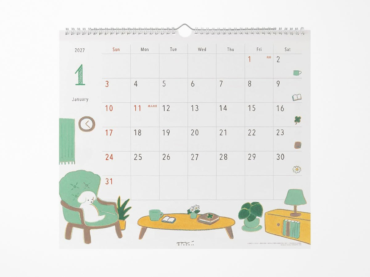 Midori Wall Calendar 2027 - Dog