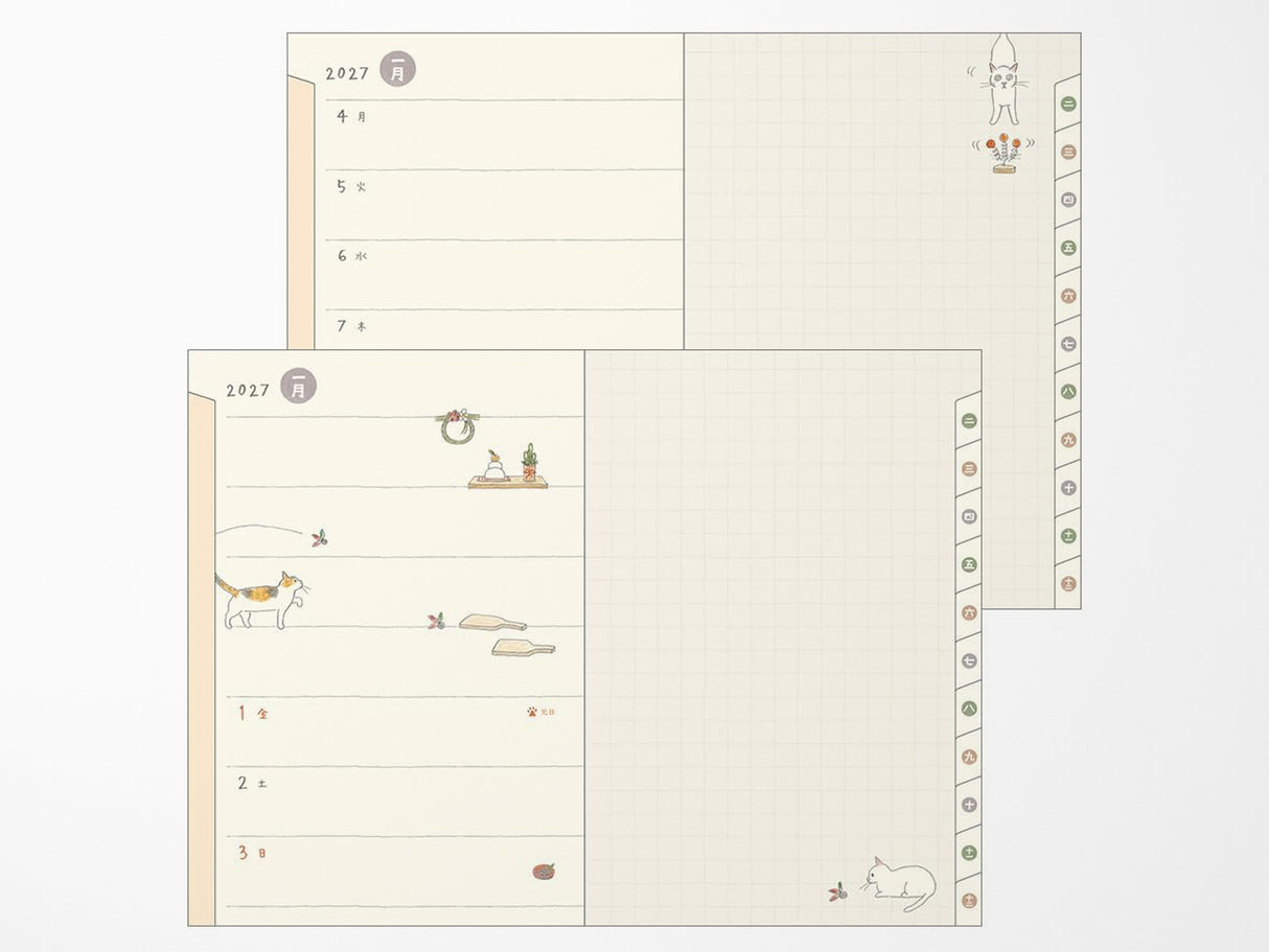 Midori Pocket Diary B6 Cat 2027