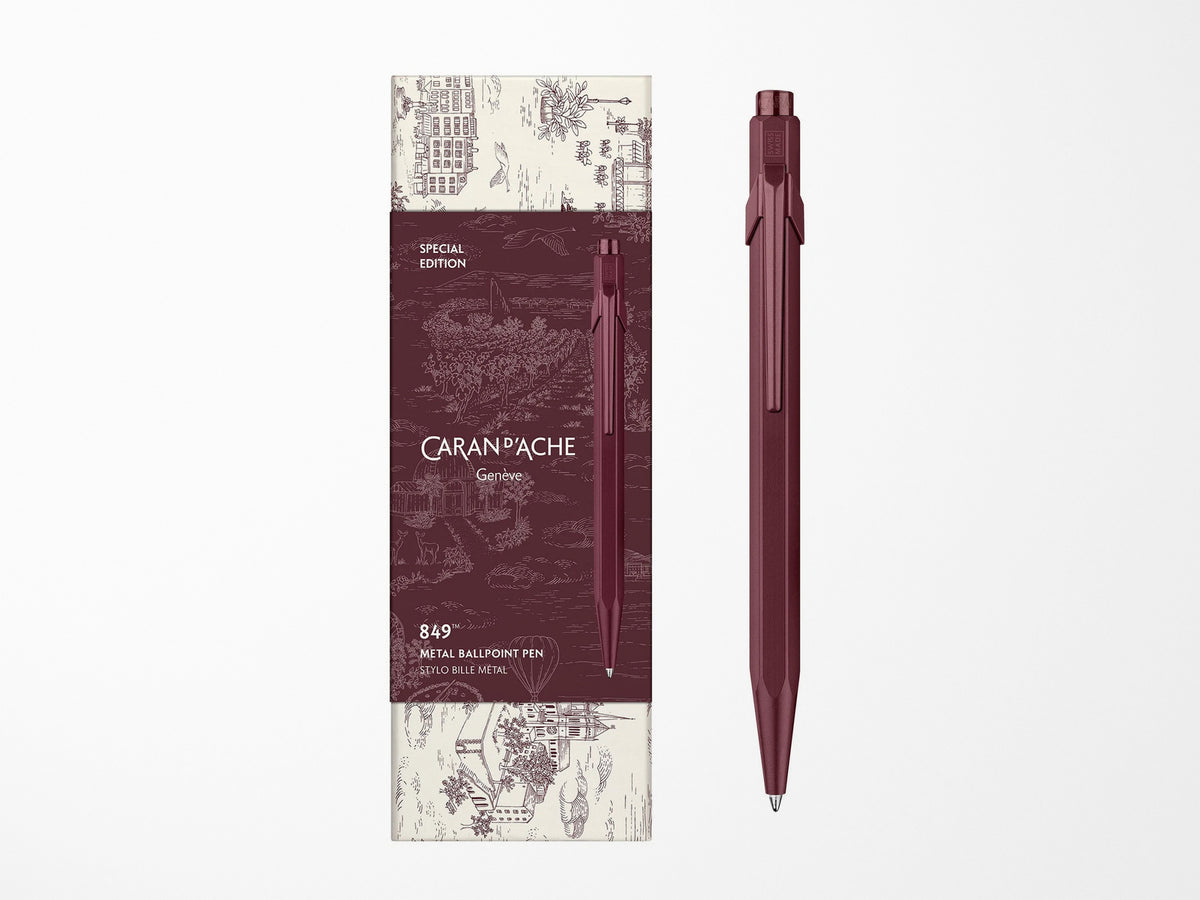 Caran D'Ache 849 Ballpoint Pen Toile De Jouy - Burgundy