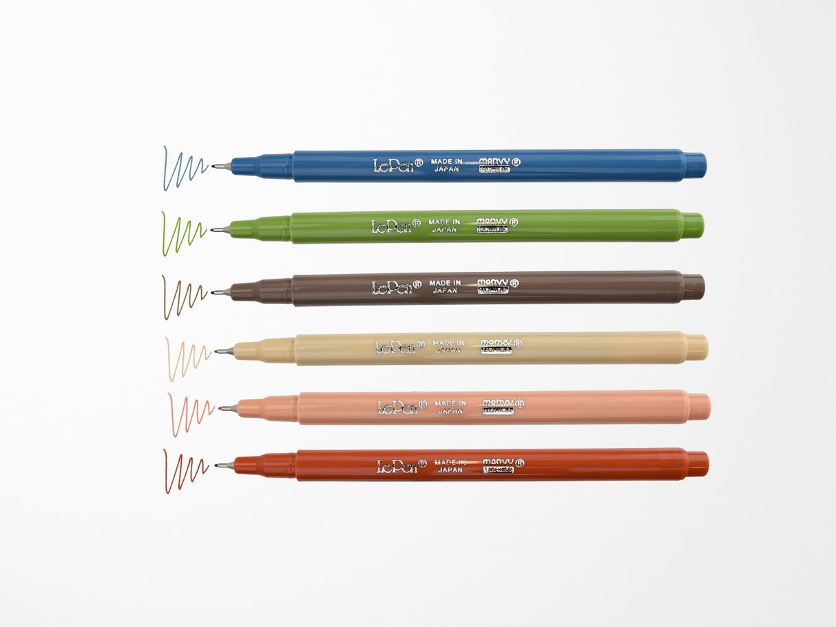 Le Pen Earth Tone Colors - Set of 6 Pens