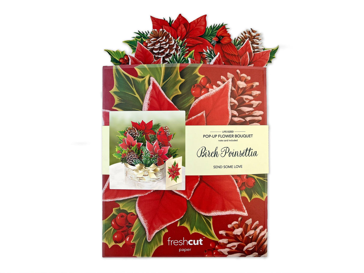 Birch Poinsettia Pop Up Greeting Bouquet