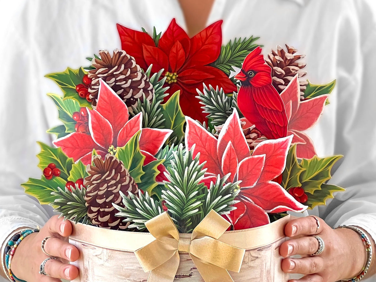 Birch Poinsettia Pop Up Greeting Bouquet