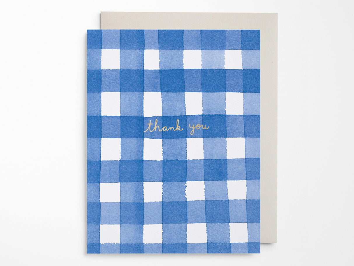 Blue Gingham Thank You Greeting Cards Box of 6