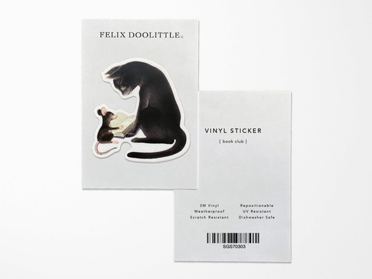 Book Club Cat and Mouse Vinyl Sticker