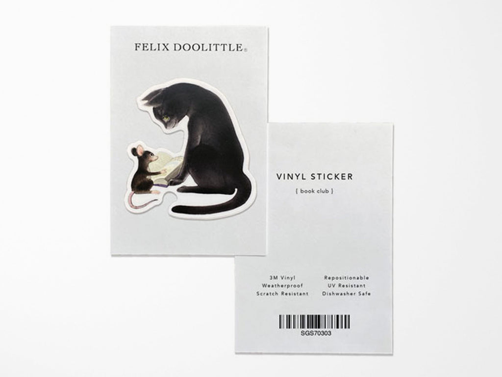 Book Club Cat and Mouse Vinyl Sticker