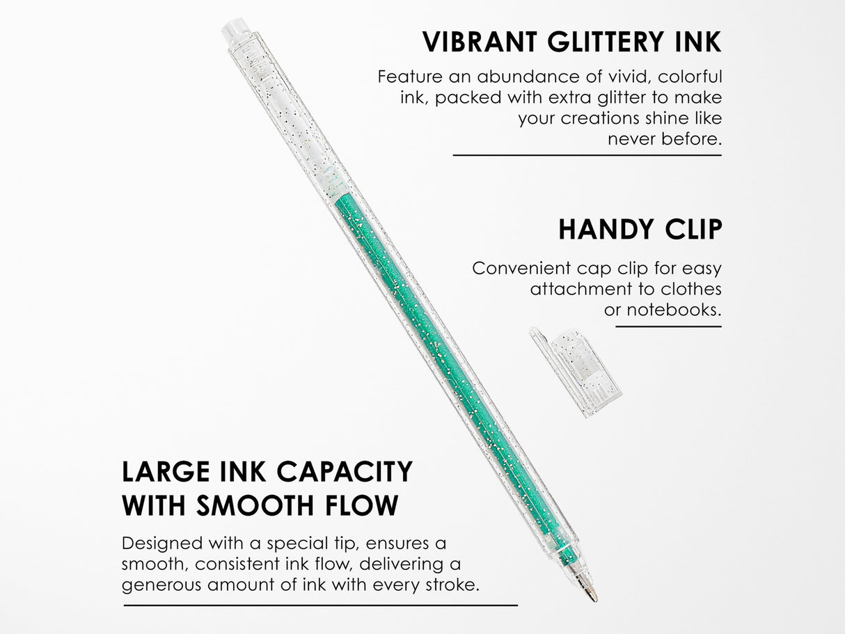Capped Iridescent Glitter Gel Ink Pen Set of 18