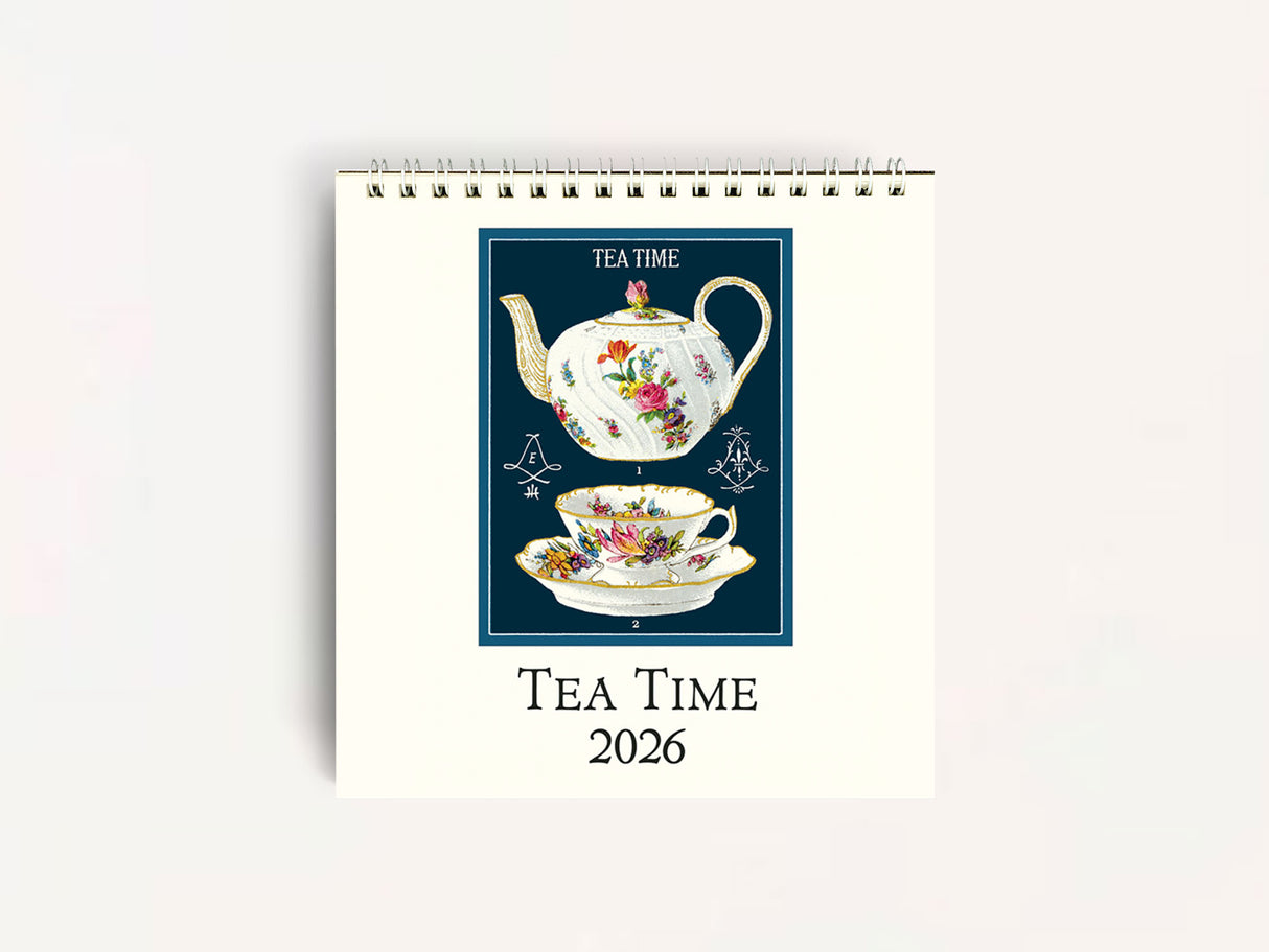 Cavallini 2026 DESK Calendar - Tea Time
