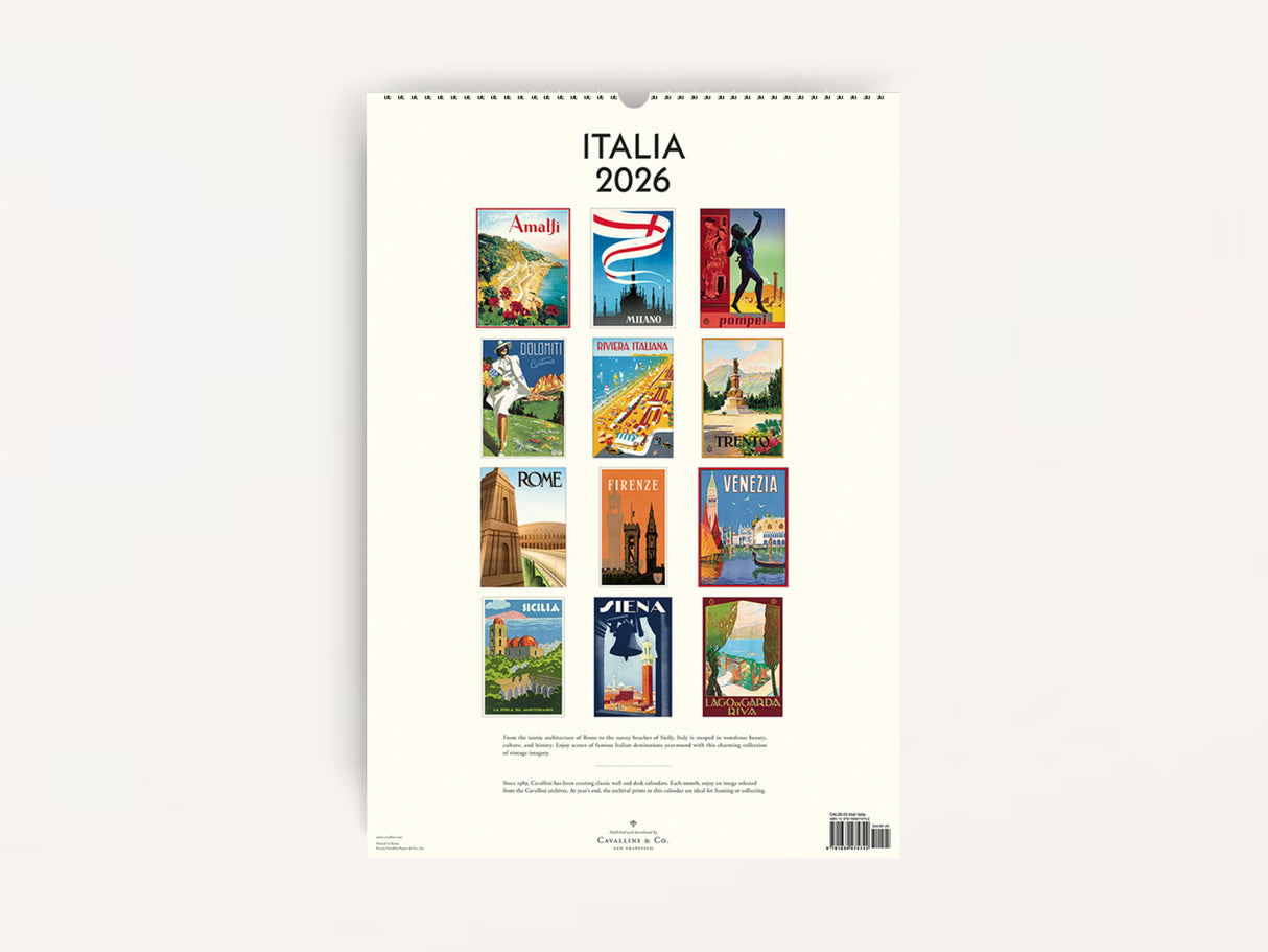 Cavallini 2026 WALL Calendar - Italia