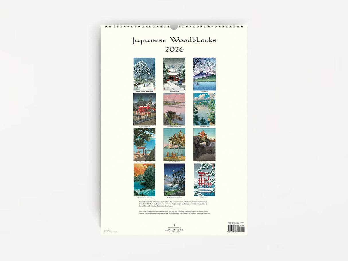 Cavallini 2026 WALL Calendar - Japanese Woodblocks