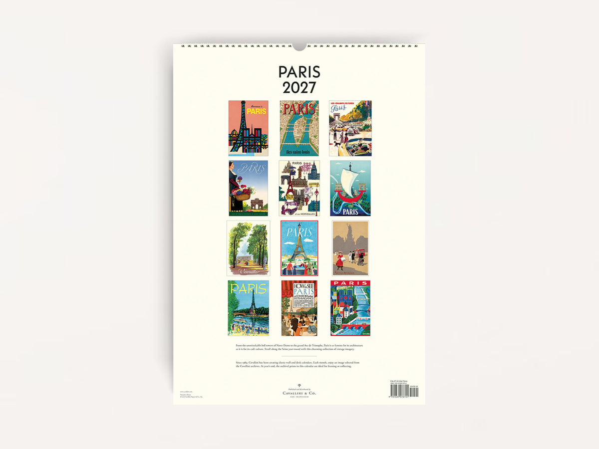 Cavallini 2027 WALL Calendar - Paris