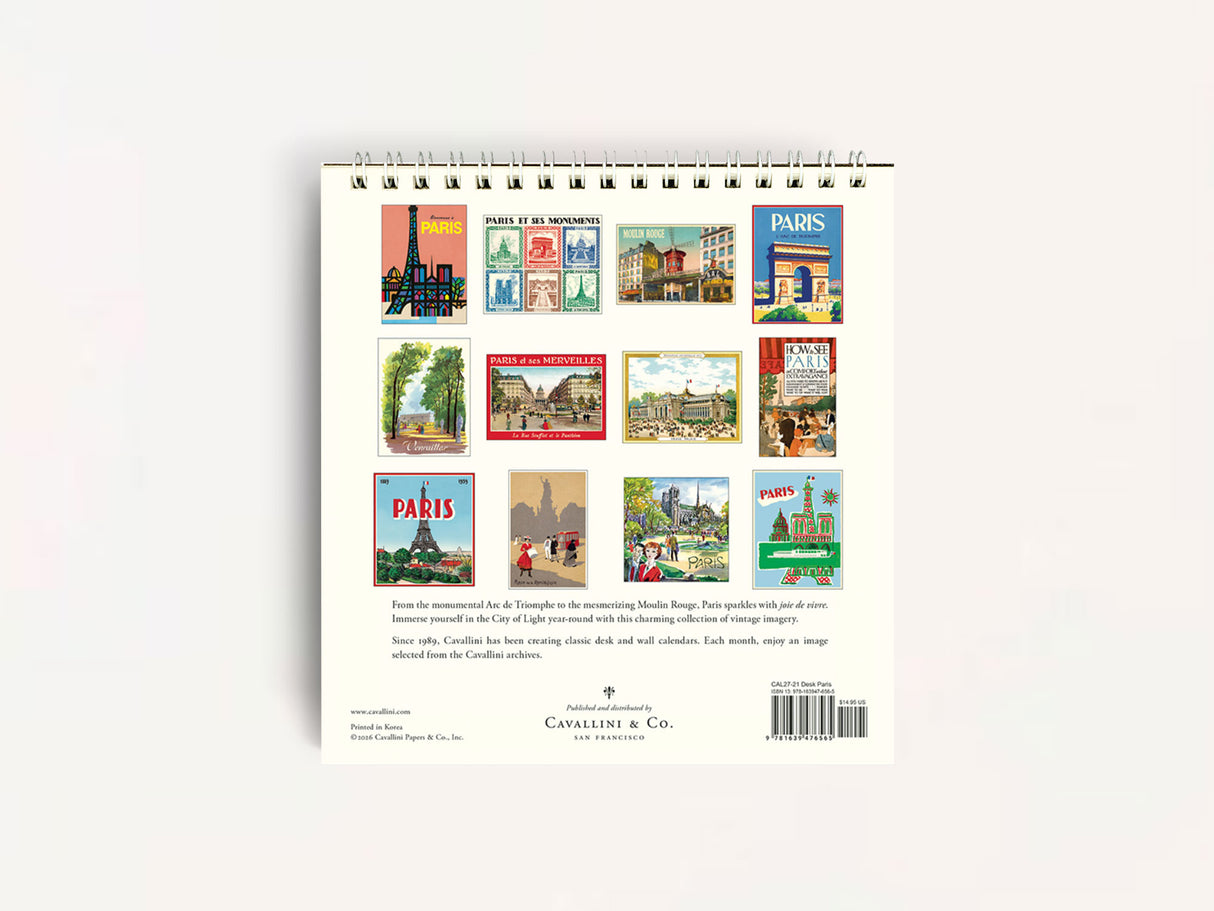 Cavallini 2027 DESK Calendar - Paris