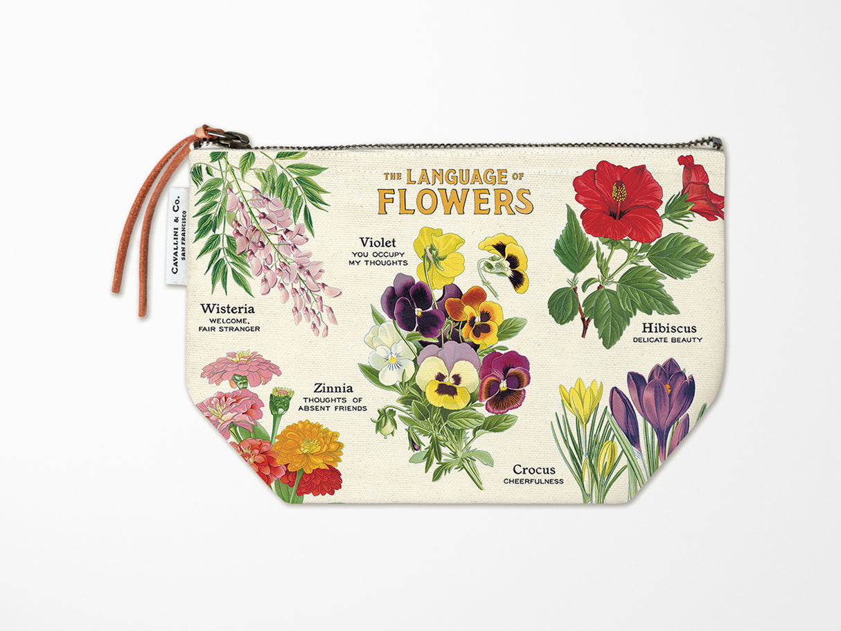 Cavallini Vintage Zipper Pouch - Language of Flowers