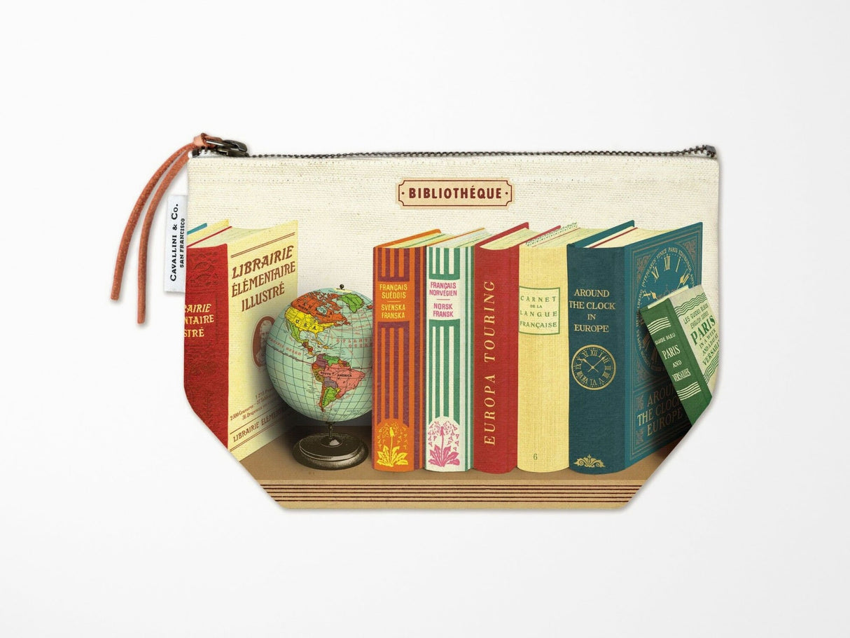 Cavallini Vintage Zipper Pouch - Library Books