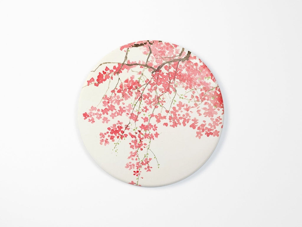 Cherry Blossoms Pocket Mirror with Wool-Felt Pouch
