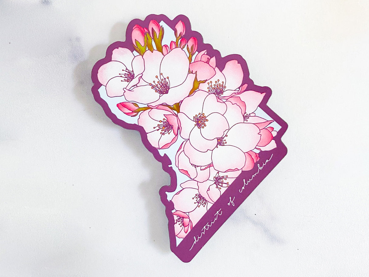 DC Outline Cherry Blossoms Fridge Magnet