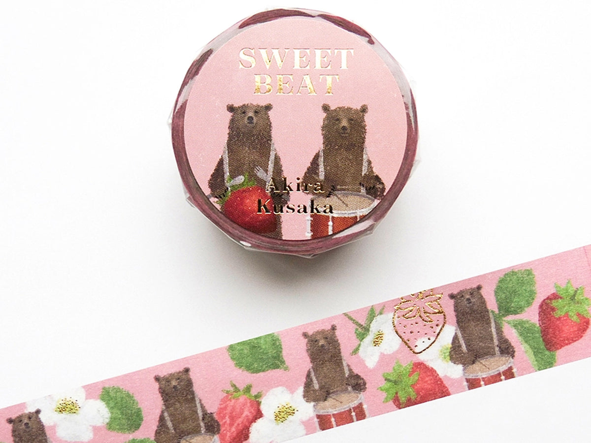 Drummer Bears Gold Foil Washi Tape
