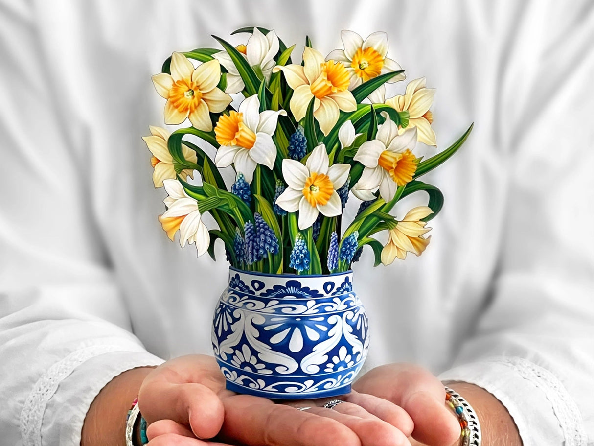 English Daffodils Pop Up Greeting Bouquet - Mini