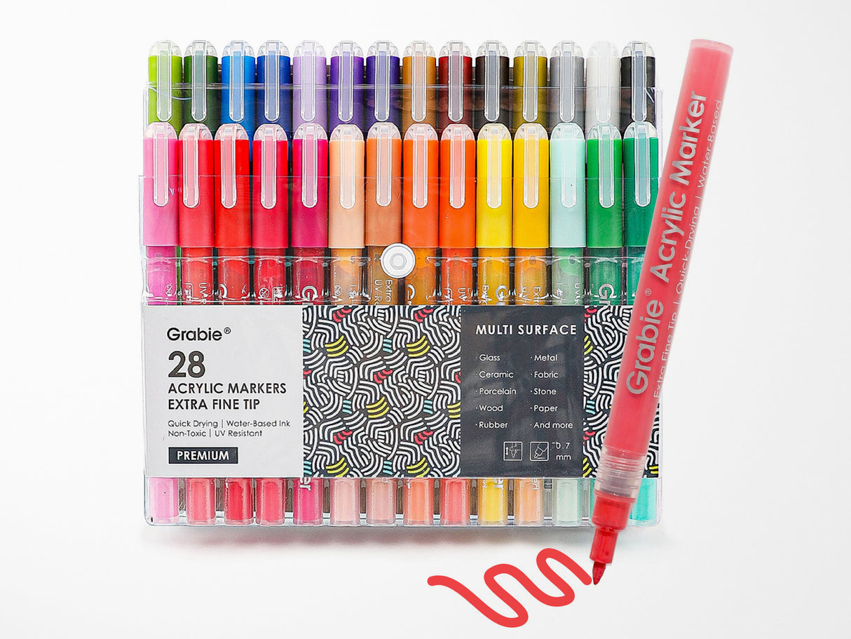 Extra Fine Tip Acrylic Paint Marker Set of 28