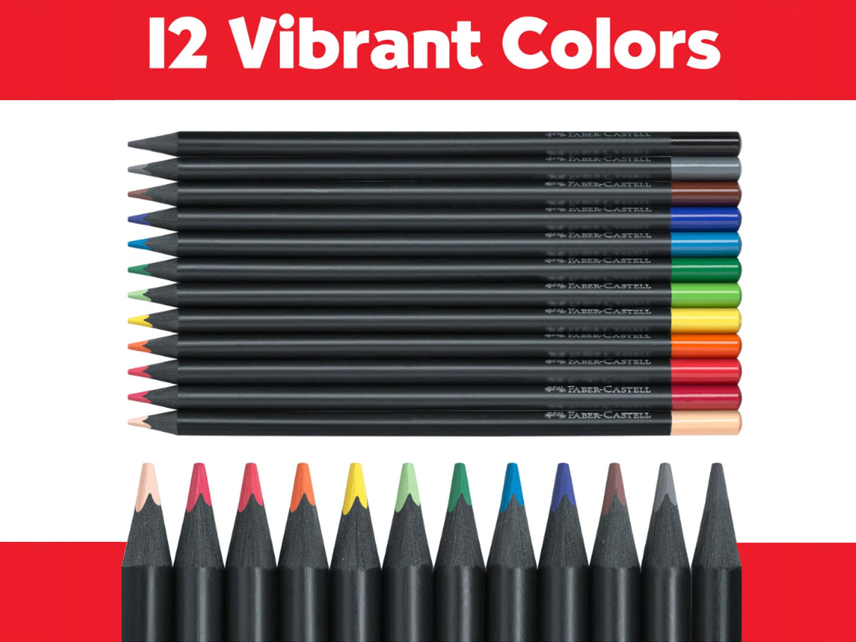 Faber Castell Black Edition Colored Pencils - Set of 12 Basic Colors