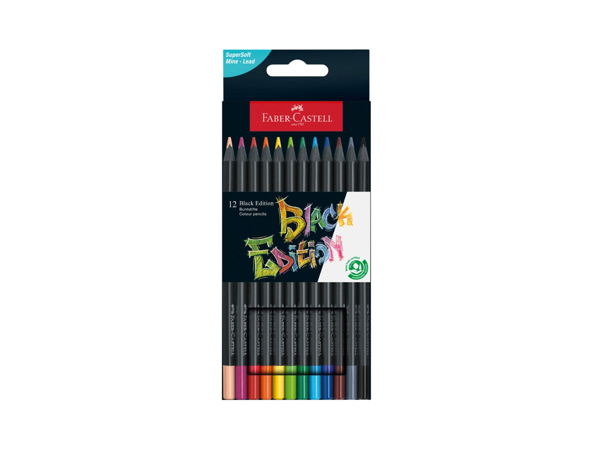 Faber Castell Black Edition Colored Pencils - Set of 12 Basic Colors