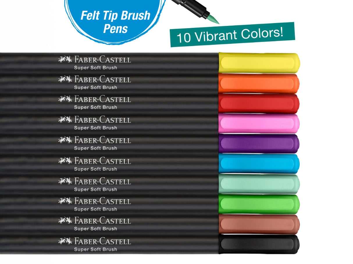 Faber Castell Black Edition Super Soft Brush Pens - 10 Set